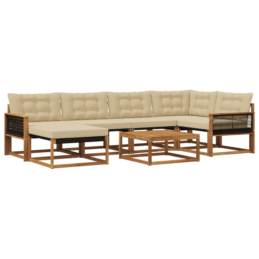 Ensemble de canapés d'extérieur 7 pcs Naturel et Beige - 2