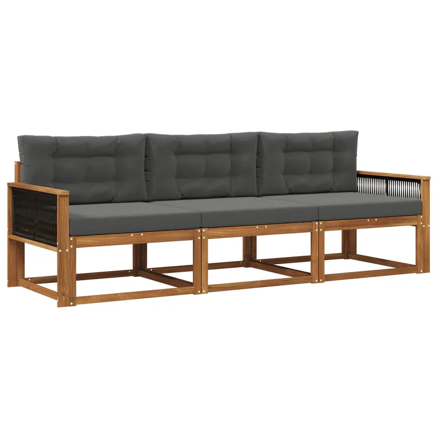 Ensemble de canapés d'extérieur 3 pcs Naturel et Anthracite - 2
