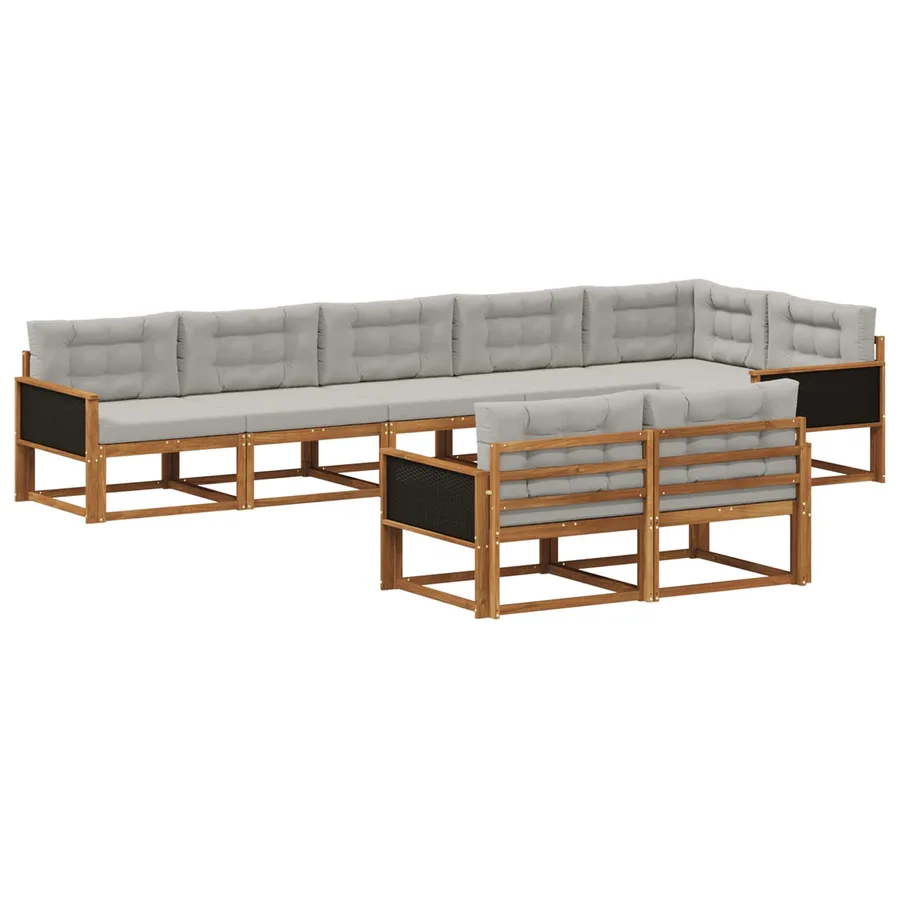 Ensemble de canapés d'extérieur 8 pc Naturel et Gris clair - 2