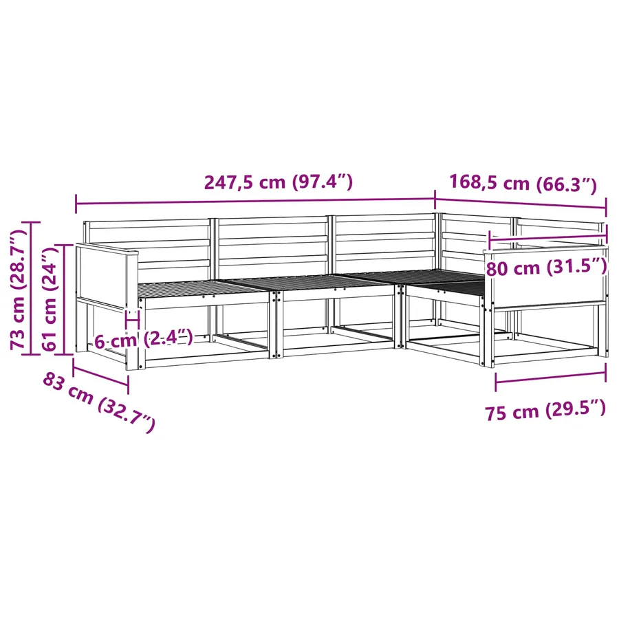Ensemble de canapés d'extérieur 4 pcs Naturel - 6