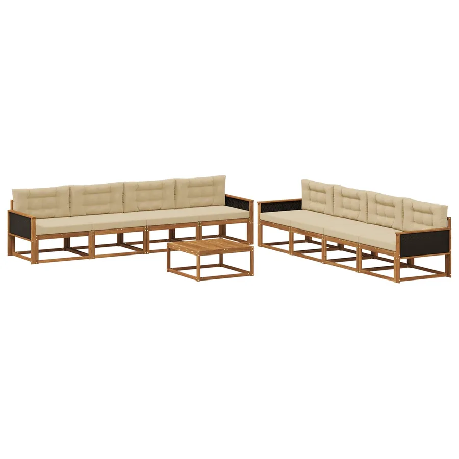 Ensemble de canapés d'extérieur 9 pcs Naturel et Beige - 2