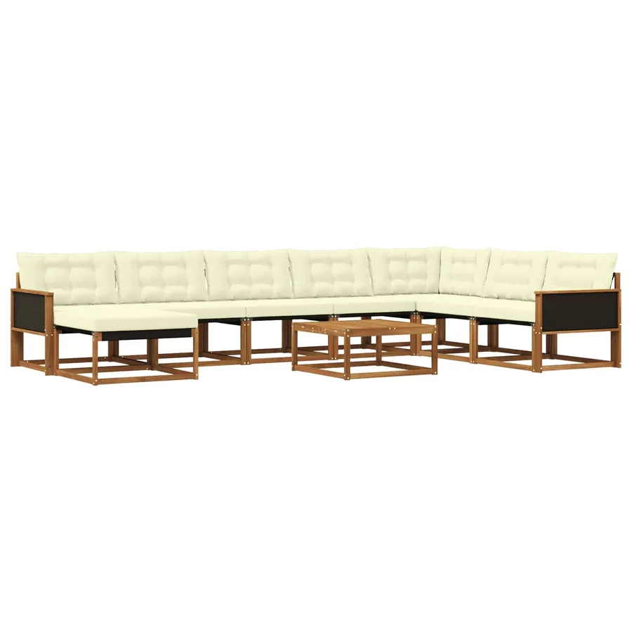 Ensemble de canapés d'extérieur 9 pcs Naturel et Crème - 2