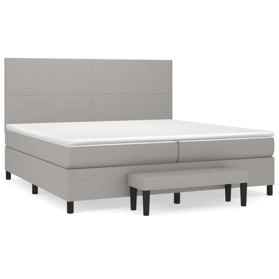 Sommier à lattes de lit avec matelas Gris clair 200x200cm Tissu - 2