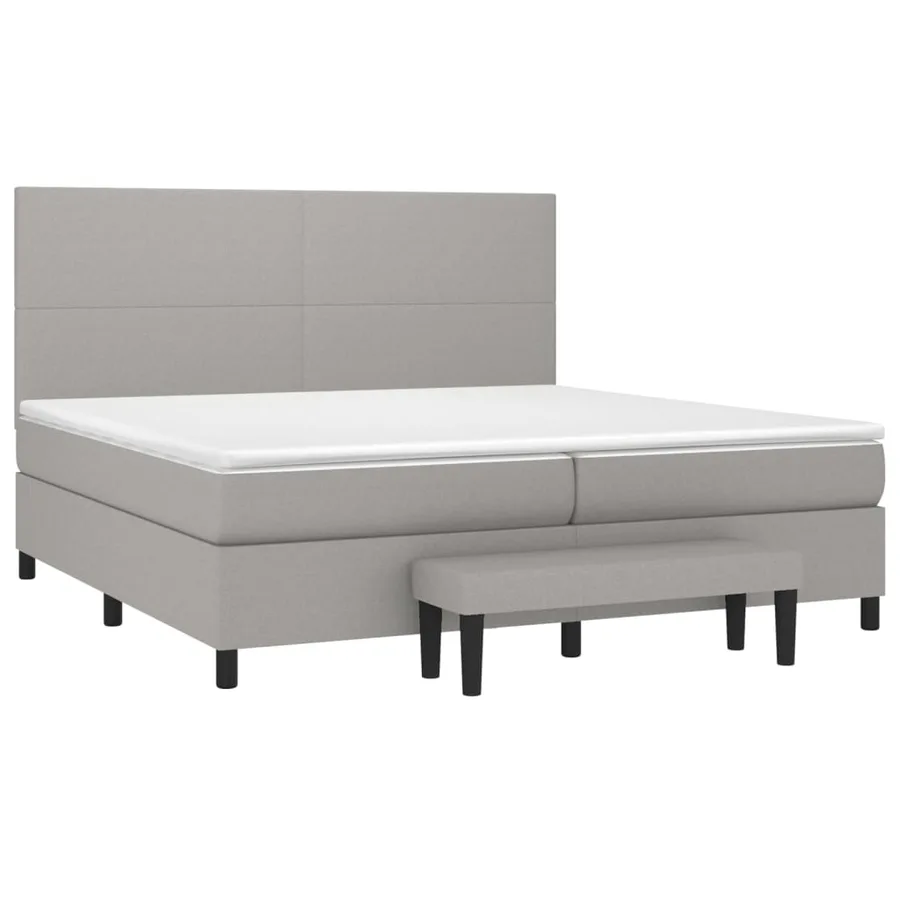 Sommier à lattes de lit avec matelas Gris clair 200x200cm Tissu - 3