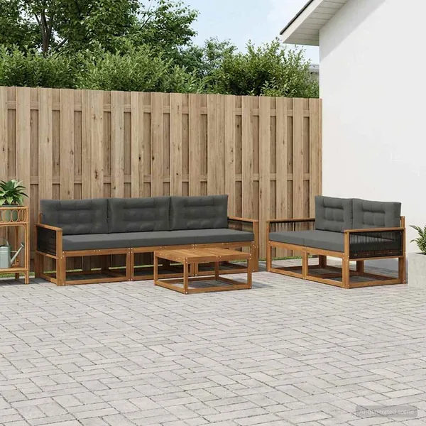 Ensemble de canapés d'extérieur 6 pcs Naturel et Anthracite