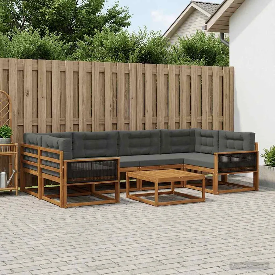 Ensemble de canapés d'extérieur 7 pcs Naturel et Anthracite