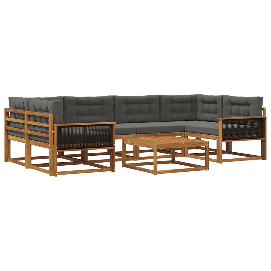 Ensemble de canapés d'extérieur 7 pcs Naturel et Anthracite - 2