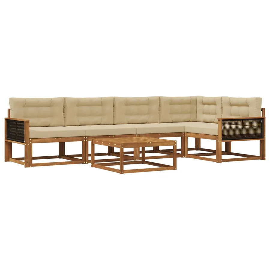Ensemble de canapés d'extérieur 6 pcs Naturel et Beige - 2