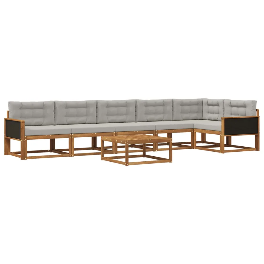 Ensemble de canapés d'extérieur 7 pcs Naturel et Gris clair - 2