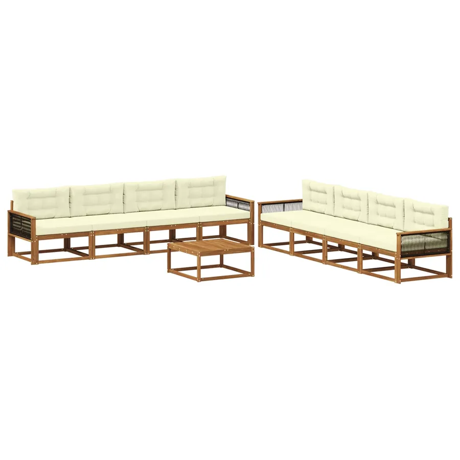 Ensemble de canapés d'extérieur 9 pcs Naturel et Crème - 2