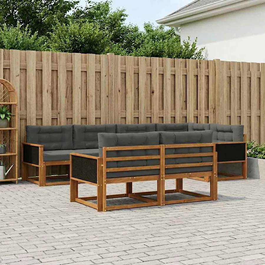 Ensemble de canapés d'extérieur 7 pcs Naturel et Anthracite