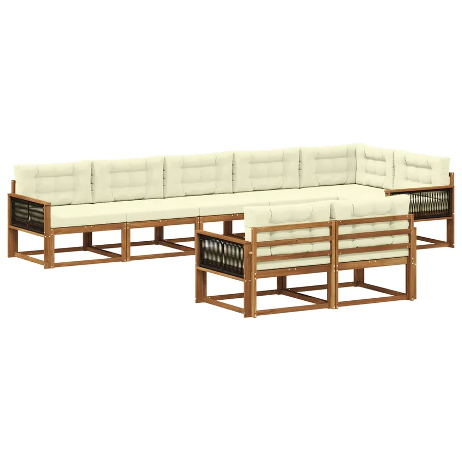 Ensemble de canapés d'extérieur 8 pc Naturel et Crème - 2