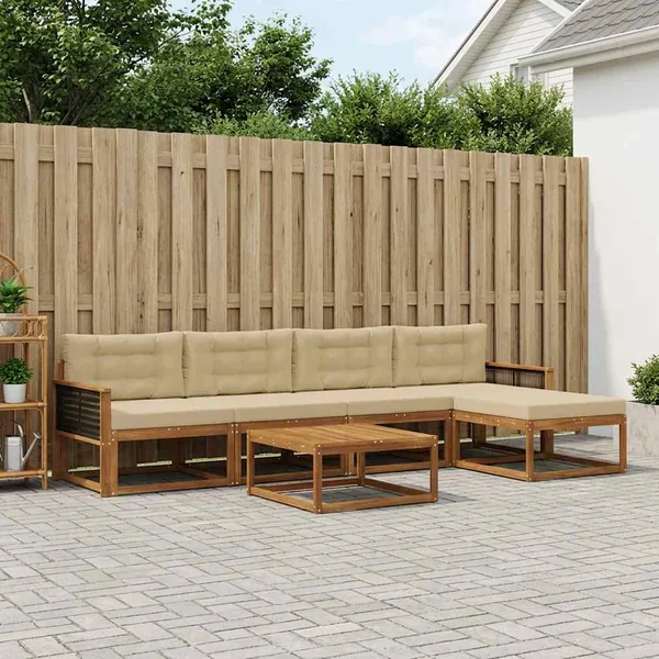 Ensemble de canapés d'extérieur 6 pcs Naturel et Beige
