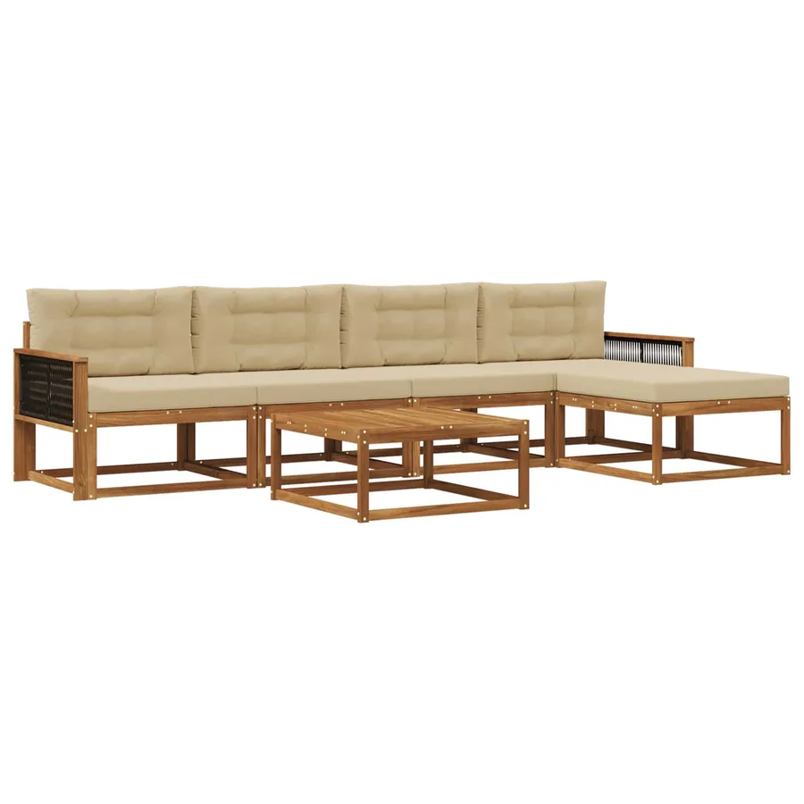 Ensemble de canapés d'extérieur 6 pcs Naturel et Beige - 2