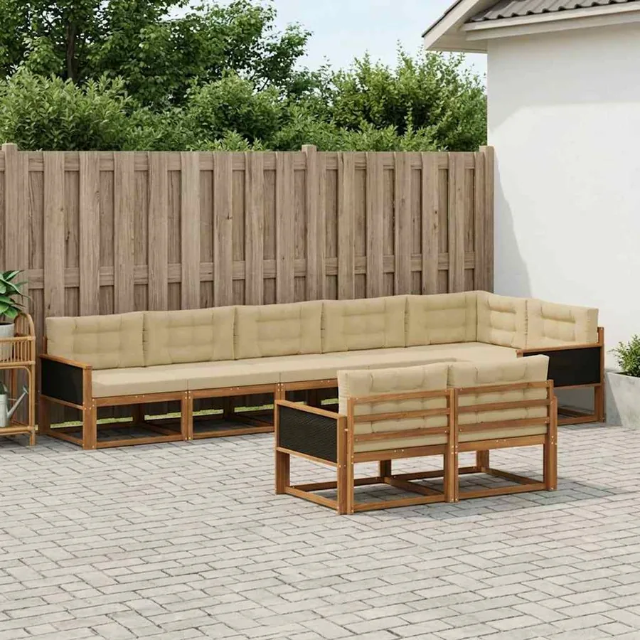 Ensemble de canapés d'extérieur 8 pc Naturel et Beige