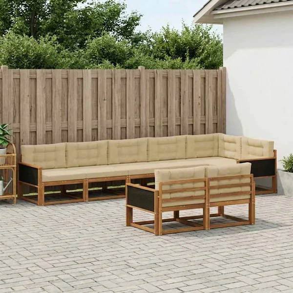 Ensemble de canapés d'extérieur 8 pc Naturel et Beige