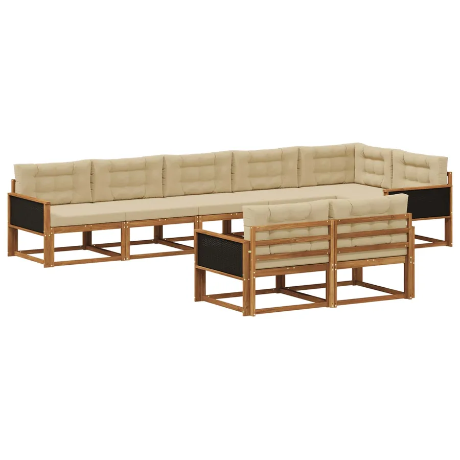 Ensemble de canapés d'extérieur 8 pc Naturel et Beige - 2