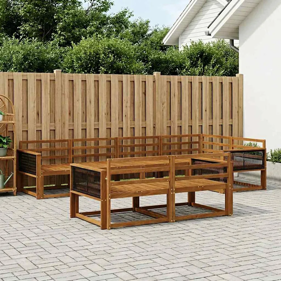 Ensemble de canapés d'extérieur 8 pcs Naturel