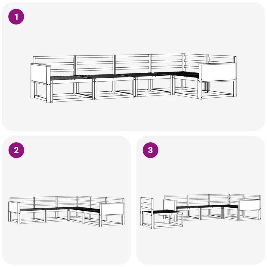 Ensemble de canapés d'extérieur 5 pcs Naturel - 6