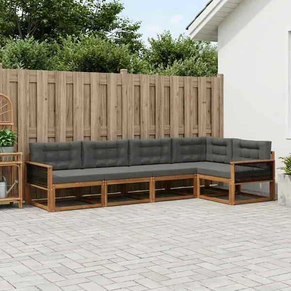 Ensemble de canapés d'extérieur 5 pcs Naturel et Anthracite