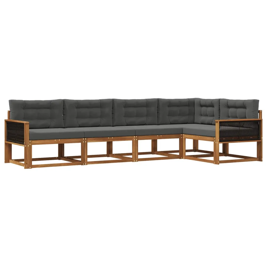 Ensemble de canapés d'extérieur 5 pcs Naturel et Anthracite - 2