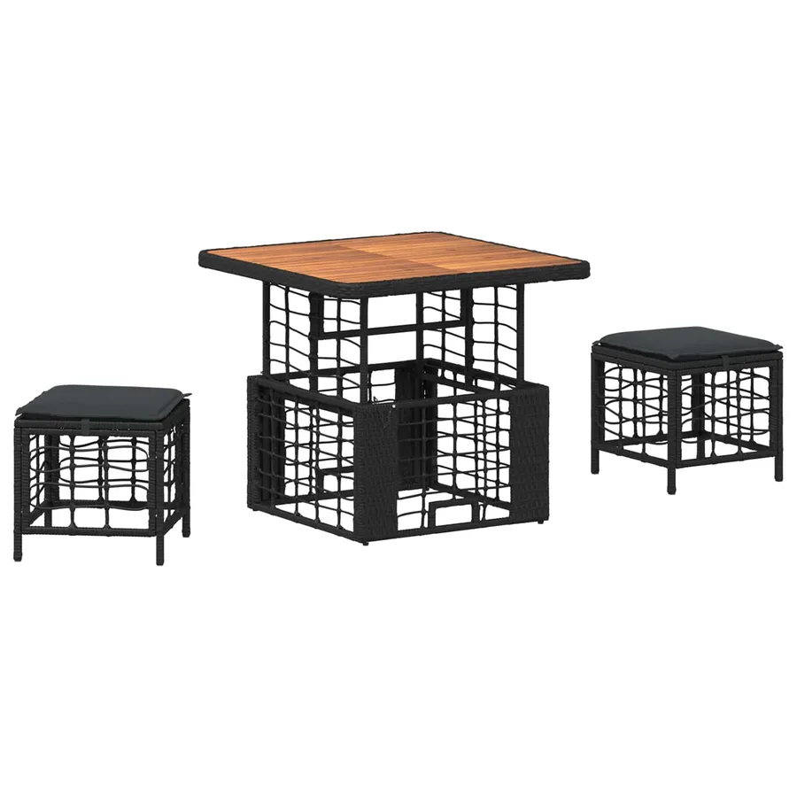 Ensemble de salle à manger pour jardin 3 pcs Noir et gris - 2