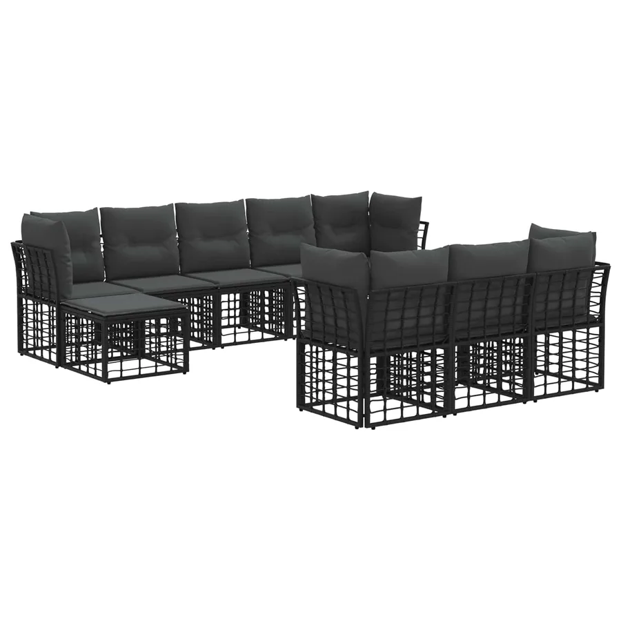Ensemble de canapés d'extérieur Noir et Gris foncé Polyester - 2