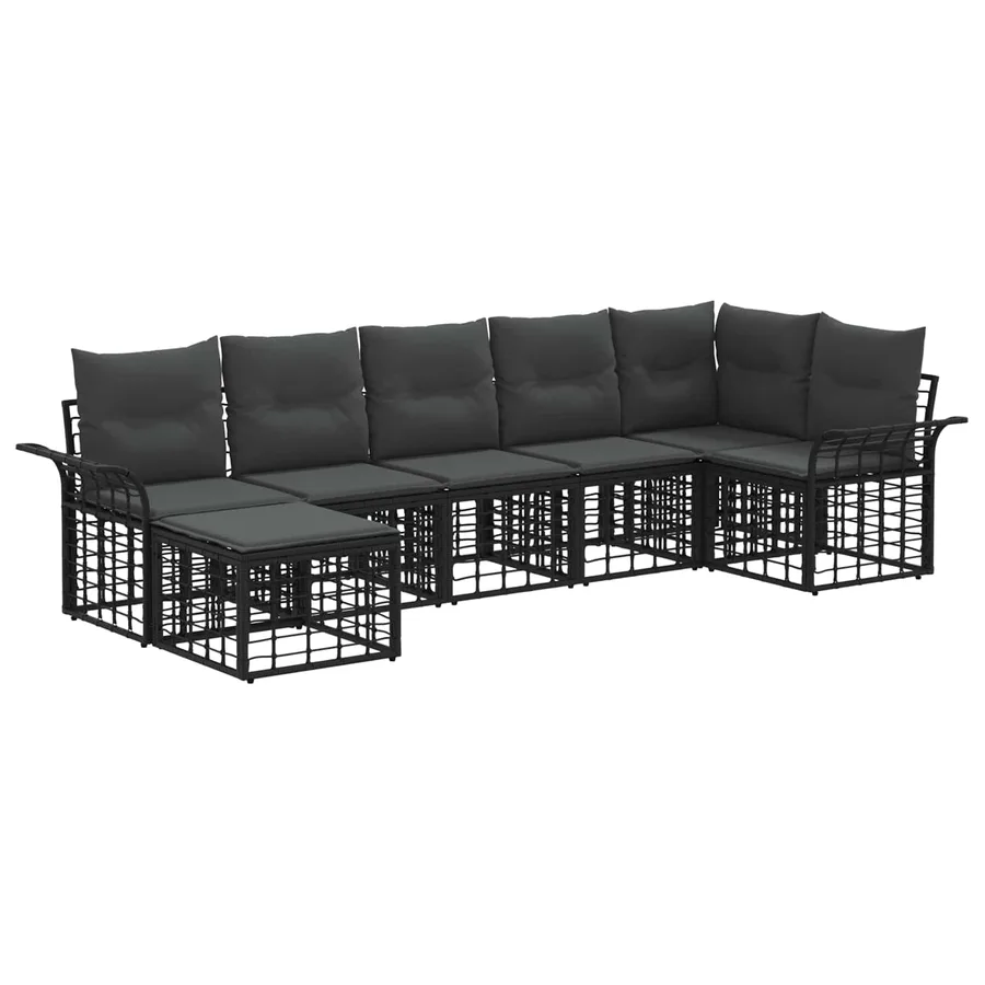 Ensemble de canapés d'extérieur 7 pcs Noir et Gris foncé - 2