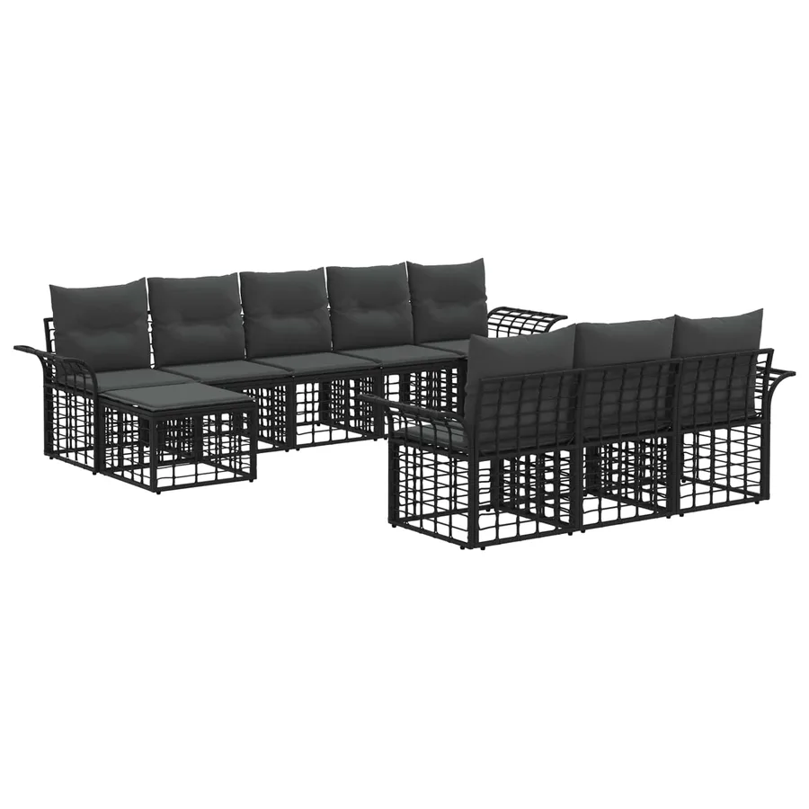 Ensemble de canapés d'extérieur 10 pcs Noir et Gris foncé - 2