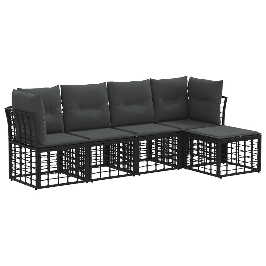 Ensemble de canapés d'extérieur Noir Polyester - 2