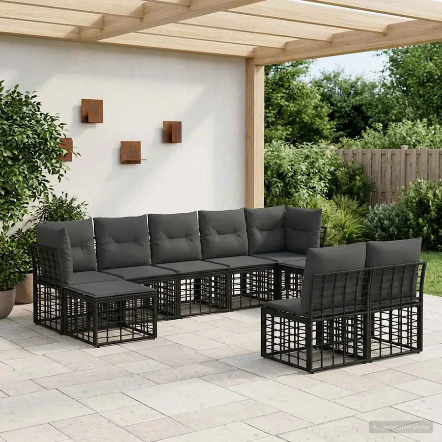 Ensemble de canapés d'extérieur Noir et Gris foncé Polyester