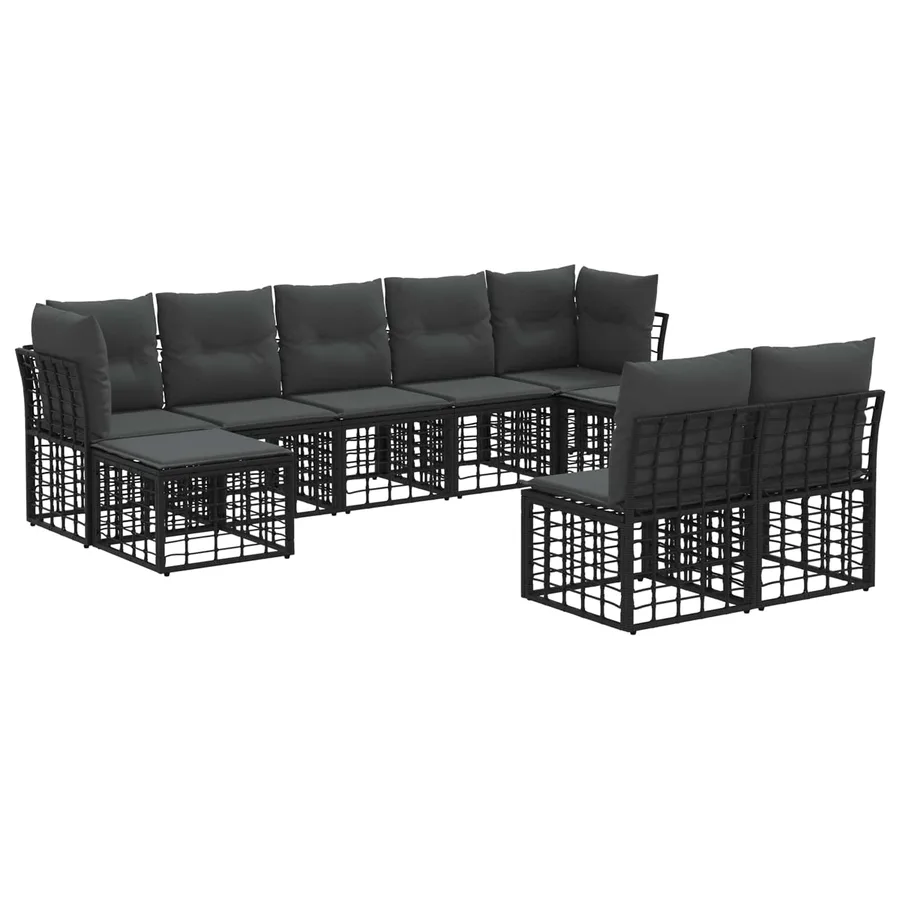 Ensemble de canapés d'extérieur Noir et Gris foncé Polyester - 2