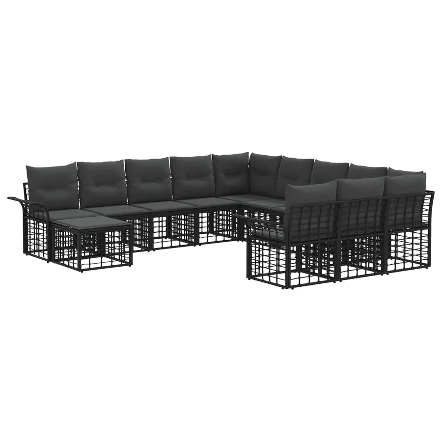 Ensemble de canapé de jardin 12 pcs Noir et Gris foncé - 2