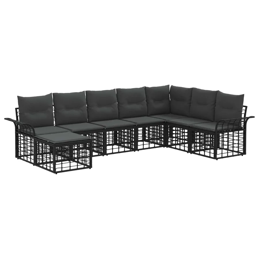 Ensemble de canapés d'extérieur 8 pcs Noir et Gris foncé - 2