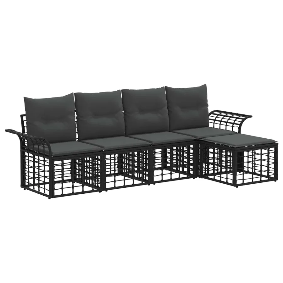 Ensemble de canapés d'extérieur 5 pcs Noir et Gris foncé - 2