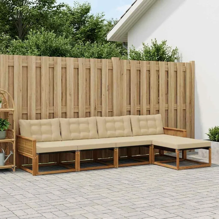 Ensemble de canapés d'extérieur 5 pcs Naturel et Beige