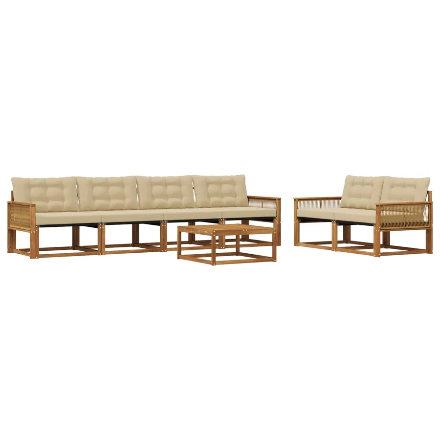 Ensemble de canapés d'extérieur 7 pcs Naturel et Beige - 2