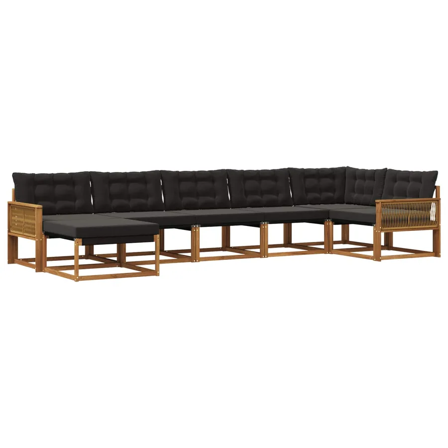 Ensemble de canapés d'extérieur 7 pcs Naturel et noir - 2
