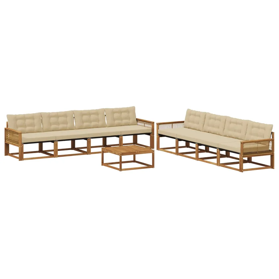 Ensemble de canapés d'extérieur 9 pcs Naturel et Beige - 2