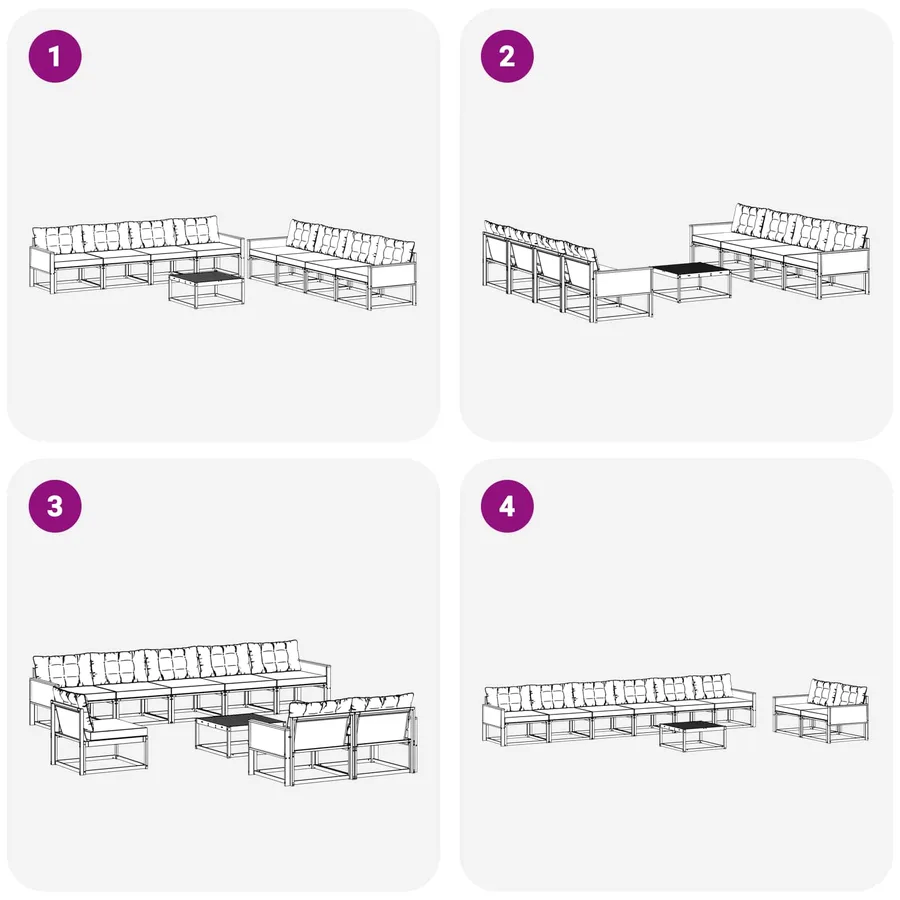 Ensemble de canapés d'extérieur 9 pcs Naturel et gris clair - 7