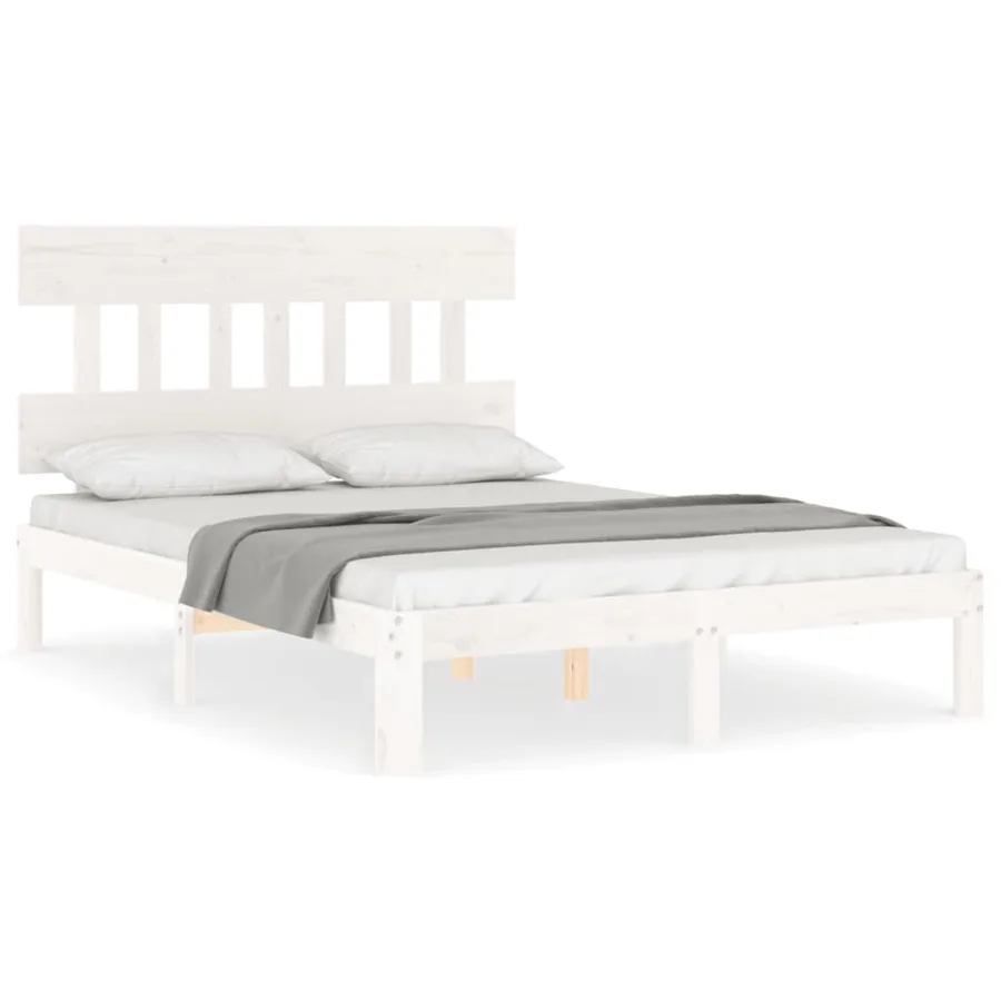Cadre de lit sans matelas blanc 140x190 cm bois de pin massif - 2