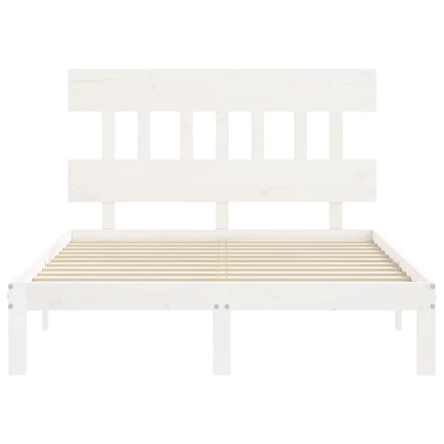 Cadre de lit sans matelas blanc 140x190 cm bois de pin massif - 6