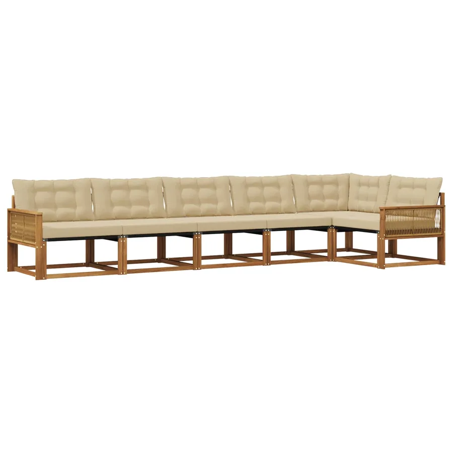 Ensemble de canapés d'extérieur 6 pcs Naturel et Beige - 2