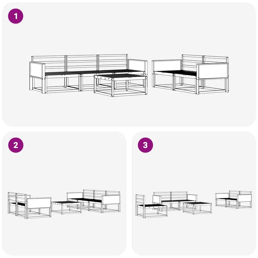 Ensemble de canapés d'extérieur 6 pcs Naturel - 7