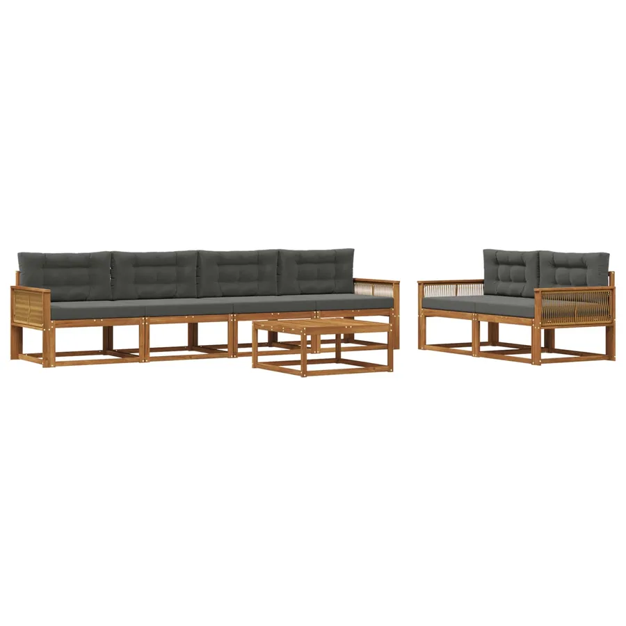 Ensemble de canapés d'extérieur 7 pcs Naturel et Anthracite - 2