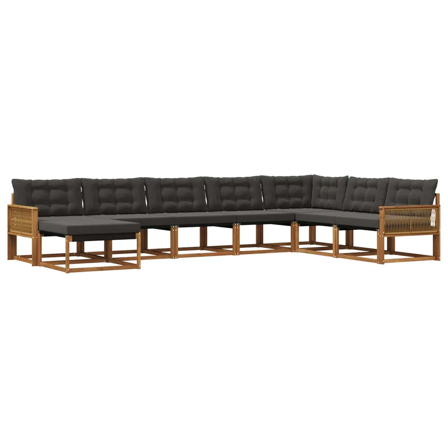 Ensemble de canapés d'extérieur 8 pcs Naturel et noir - 2