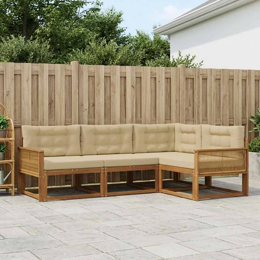 Ensemble de canapés d'extérieur 4 pcs Naturel et Beige