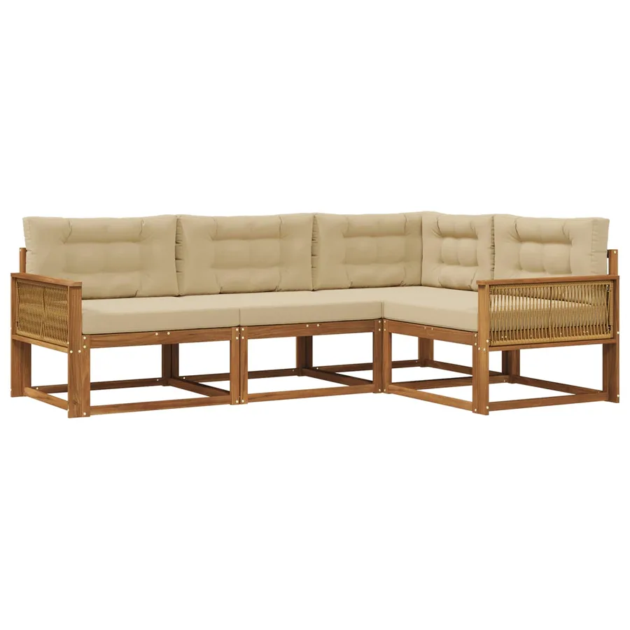 Ensemble de canapés d'extérieur 4 pcs Naturel et Beige - 2