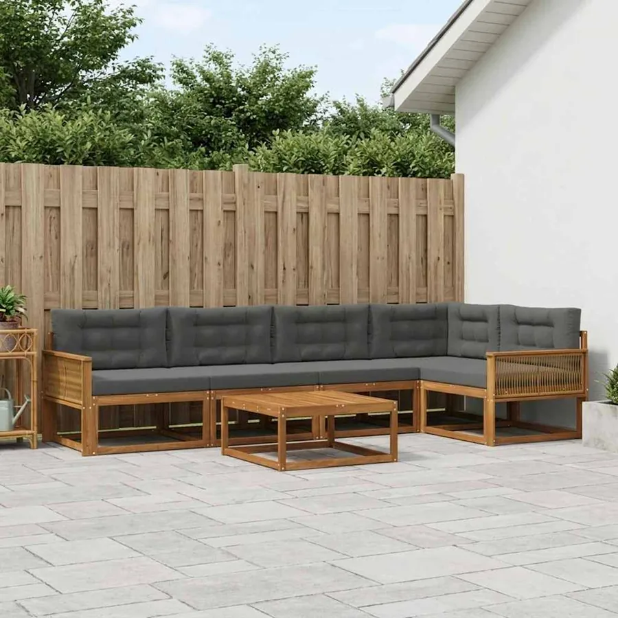 Ensemble de canapés d'extérieur 6 pcs Naturel et Anthracite