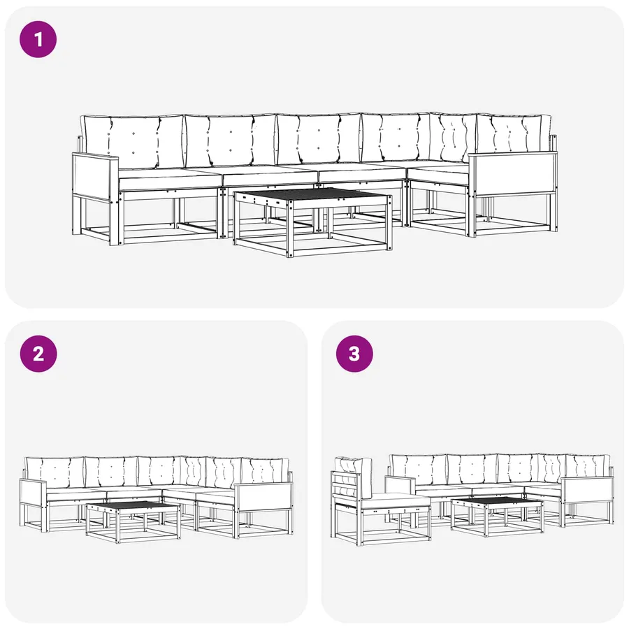 Ensemble de canapés d'extérieur 6 pcs Naturel et Anthracite - 7